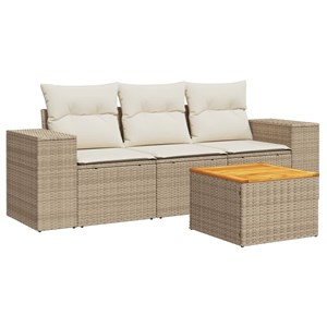 Maison exclusive - salon de jardin avec coussins 4 pcs beige résine tressée