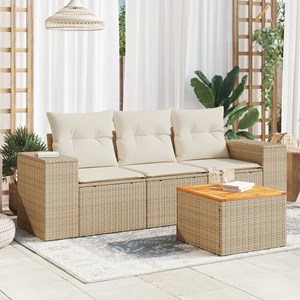 Maison exclusive - salon de jardin avec coussins 4 pcs beige résine tressée