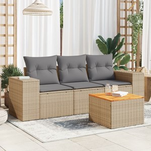 Maison exclusive - salon de jardin avec coussins 4 pcs beige résine tressée
