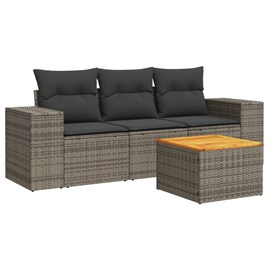 Maison exclusive - salon de jardin 4 pcs avec coussins gris résine tressée