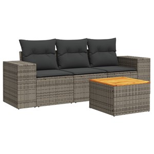 Maison exclusive - salon de jardin 4 pcs avec coussins gris résine tressée