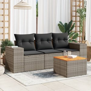 Maison exclusive - salon de jardin 4 pcs avec coussins gris résine tressée