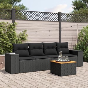 Maison exclusive - salon de jardin 5 pcs avec coussins noir résine tressée