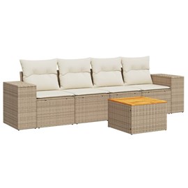 Maison exclusive - salon de jardin avec coussins 5 pcs beige résine tressée