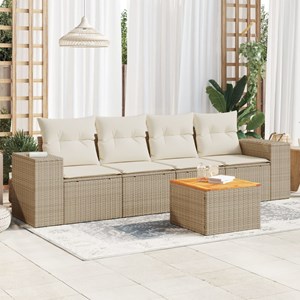 Maison exclusive - salon de jardin avec coussins 5 pcs beige résine tressée
