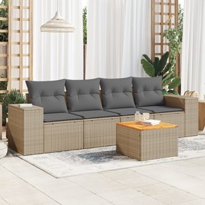 Maison exclusive - salon de jardin avec coussins 5 pcs beige résine tressée