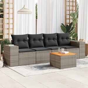 Maison exclusive - salon de jardin 5 pcs avec coussins gris résine tressée