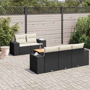 Maison exclusive - salon de jardin 6 pcs avec coussins noir résine tressée