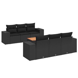 Maison exclusive - salon de jardin 7 pcs avec coussins noir résine tressée