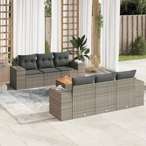 Maison exclusive - salon de jardin avec coussins 7 pcs gris résine tressée