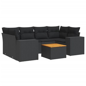 Maison exclusive - salon de jardin 7 pcs avec coussins noir résine tressée