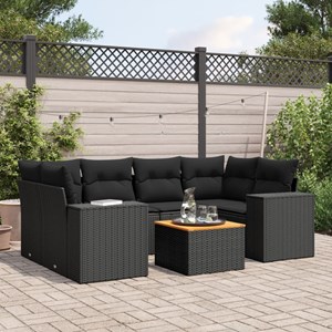 Maison exclusive - salon de jardin 7 pcs avec coussins noir résine tressée