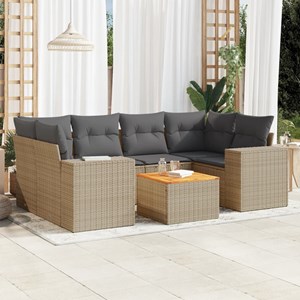 Maison exclusive - salon de jardin avec coussins 7 pcs beige résine tressée
