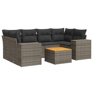 Maison exclusive - salon de jardin avec coussins 7 pcs gris résine tressée