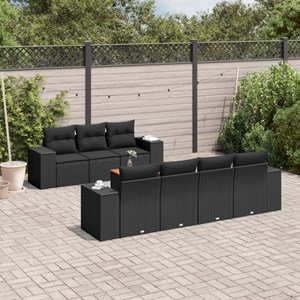 Maison exclusive - salon de jardin 8 pcs avec coussins noir résine tressée