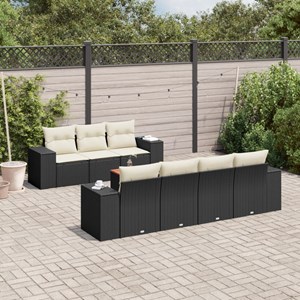 Maison exclusive - salon de jardin 8 pcs avec coussins noir résine tressée