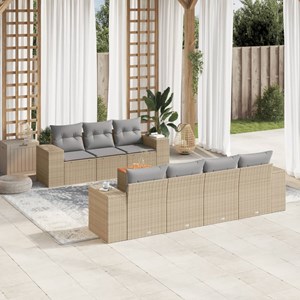 Maison exclusive - salon de jardin avec coussins 8 pcs beige résine tressée