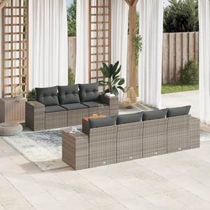 Maison exclusive - salon de jardin 8 pcs avec coussins gris résine tressée