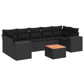Maison exclusive - salon de jardin 8 pcs avec coussins noir résine tressée