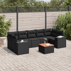 Maison exclusive - salon de jardin 8 pcs avec coussins noir résine tressée