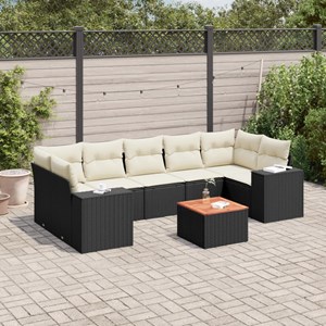 Maison exclusive - salon de jardin 8 pcs avec coussins noir résine tressée