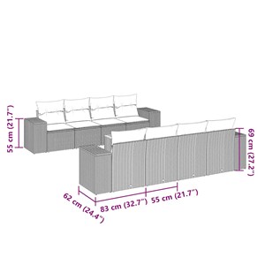 Maison exclusive - salon de jardin 9 pcs avec coussins noir résine tressée