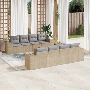 Maison exclusive - salon de jardin avec coussins 9 pcs beige résine tressée