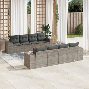 Maison exclusive - salon de jardin 9 pcs avec coussins gris résine tressée