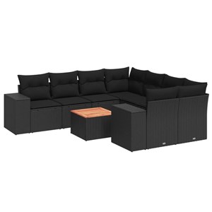Maison exclusive - salon de jardin 9 pcs avec coussins noir résine tressée