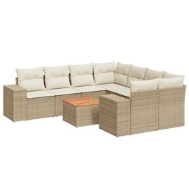 Maison exclusive - salon de jardin avec coussins 9 pcs beige résine tressée