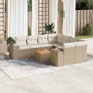 Maison exclusive - salon de jardin avec coussins 9 pcs beige résine tressée