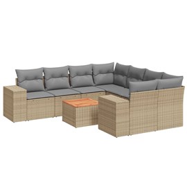 Maison exclusive - salon de jardin avec coussins 9 pcs beige résine tressée