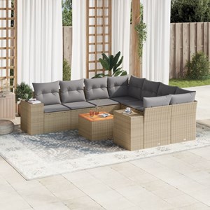 Maison exclusive - salon de jardin avec coussins 9 pcs beige résine tressée