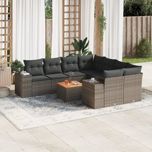 Maison exclusive - salon de jardin 9 pcs avec coussins gris résine tressée
