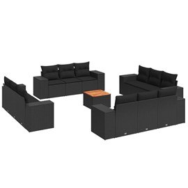Maison exclusive - salon de jardin avec coussins 13 pcs noir résine tressée
