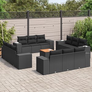 Maison exclusive - salon de jardin avec coussins 13 pcs noir résine tressée