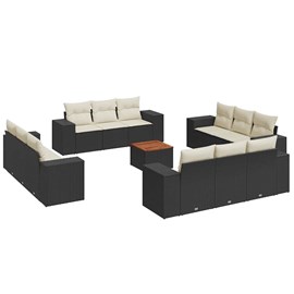 Maison exclusive - salon de jardin avec coussins 13 pcs noir résine tressée