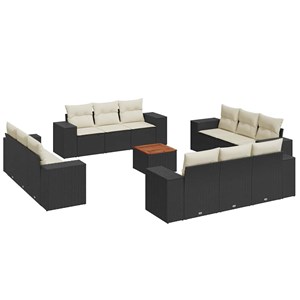Maison exclusive - salon de jardin avec coussins 13 pcs noir résine tressée