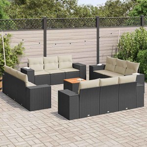 Maison exclusive - salon de jardin avec coussins 13 pcs noir résine tressée