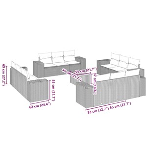 Maison exclusive - salon de jardin avec coussins 13 pcs noir résine tressée