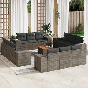 Maison exclusive - salon de jardin avec coussins 13 pcs gris résine tressée
