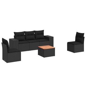 Maison exclusive - salon de jardin 6 pcs avec coussins noir résine tressée