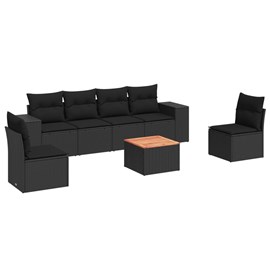 Maison exclusive - salon de jardin 7 pcs avec coussins noir résine tressée