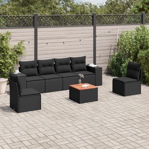 Maison exclusive - salon de jardin 7 pcs avec coussins noir résine tressée