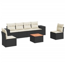 Maison exclusive - salon de jardin 7 pcs avec coussins noir résine tressée