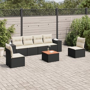 Maison exclusive - salon de jardin 7 pcs avec coussins noir résine tressée