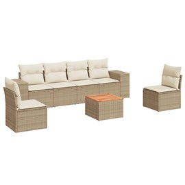 Maison exclusive - salon de jardin avec coussins 7 pcs beige résine tressée