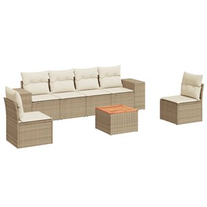 Maison exclusive - salon de jardin avec coussins 7 pcs beige résine tressée