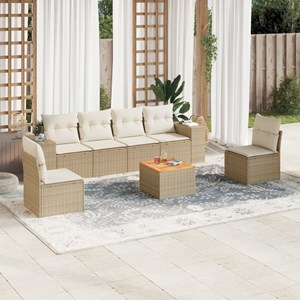 Maison exclusive - salon de jardin avec coussins 7 pcs beige résine tressée