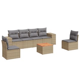 Maison exclusive - salon de jardin avec coussins 7 pcs beige résine tressée